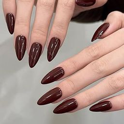 Business Venture Artificial Beautiful Reusable Designer Artificial Nails with Nail GLUE - Solid color-23