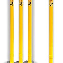 Thrifty Sports® Cricket Stumps Set - 4 Stumps + 2 Bails + 2 Stand Full Size 30/32" (YLW blk + 1)-picture-7