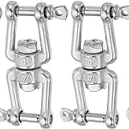MECCANIXITY Heavy Duty M4 Double Swivel Eye Hook, 304 Stainless Steel Ended Jaw x Jaw Chain Swivel Shackle Ring Connector Load 90 KG/198 lbs for Hanging, Pack of 4-image-40