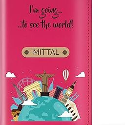 Unisex-Adult Personalized Printed Leather Passport Cover With Customised Name | Printed Travel Quote On Passport Holder (Design 01, Hot Pink)-image-58