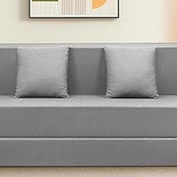 ARTFUL LIVING | 2-Seater, 4X6 | Convertible Sofa Cum Bed with Cushion – Jute Fabric Perfect for Living Rooms & Guest Rooms - Grey-image-24