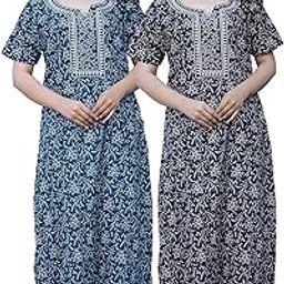 Women's Pure Cotton Regular Nighty Rajasthani Nighty Rajasthani Gown Jaipuri Nighty Jaipuri Gown Maxi Gown (Pack of 2 pcs)-image-44