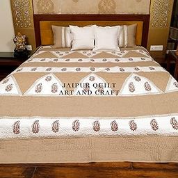 Jaipur Quilt Art and Craft Surgicals Cotton Printed Quilted Bed Cover with 2 Pillow Covers (Size Double - 90x108 Inch)-image-49