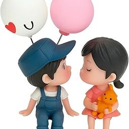 Vvaraity Enterprises Kissing Couple with Balloons Miniature | Cute Romantic Showpiece for Car Dashboard, Home & Office Decoration | Valentine Gift for Boyfriend/Girlfriend (2 Pc)-image-10