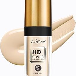 JustGold HD Full Coverage Foundation with SPF 15 Lightweight Easy to Blend For All Skin Types (1.8, 30 ML)-8