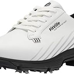 Wide Mens Golf Shoes Waterproof Lightweight Golf Shoes Men Spiked Extra Cushioning for Flat Feet Arch Support Heel Pain Relief, Black, 10 Wide-image-52