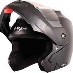 Vega Crux ISI Certified Flip-Up Helmet for Men and Women with Clear Visor(Black, Size:L)-image-7