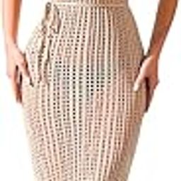 Women’s Crochet V-Neck Open Vest Beach Cover Up Knitted Long Dress-picture-25