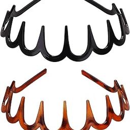 Fashionable Wave Hair Headband, 2 Pack, Made of Plastic Black and Tortoise Shell, Shark Tooth Design, 13 x 14.8 cm, Stylish Versatile And Comfortable Hair Band, For Women Girls And Mens-image-48