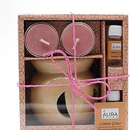 AuraDecor Fragrance Heat Diffuser Gift Set with Tealight Candles | Aroma Oil Burner Set | Scented Oil | for Home Decor & Aromatherapy Candles (Lemon Grass)-13