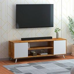 Callas Engineered Wood TV Entertainment Unit for Living Room | Modern TV Cabinet with Shelves & Storage | Set Top Box Stand & Display Unit (TV-08, Walnut)-0