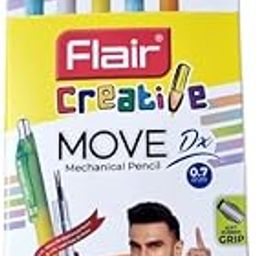 FLAIR MOVE Dx 0.7 mm 2B Mechanical Extra Dark Pencil| Premium Matt Finish Multicolor Pastel Shades Body, Comfortable Grip & Long Writing| Strong Lead| FREE 5 Leads In Each Pack| Pack of 10 Pencils-image-56