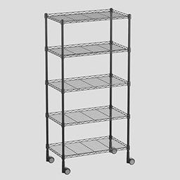 STORACK Black Adjustable Storage Units 5 Shelving with Steel Organizer Wire Rack (17X27X66)-image-19