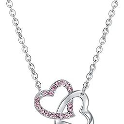 Romantic Double Heart Design Crystals Platinum Plated Mesmerizing Pendant for Women/Girls-image-4