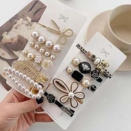 Korean Style -Piece Elegant Pearl & Rhinestone Hair Clips Set – Stylish Metal Hair Pins for Women & Girls | Premium Hair Accessories for Every Occasion (Pack of 11 pcs)-9