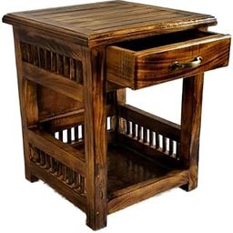 FWI Mpdern Bedside Table with Drawer & Shelf Wood for Living Room and Bedroom (Natural)-32
