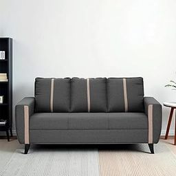 Royaloak Rily Fabric 3 Seater Sofa | Dual Color Sofa 3 Seater with Square Armrest & Super Soft Cushions | Durable & Robust Dark Grey Color Sofa for Living Room with Tapered Legs & Modern Design-image-4