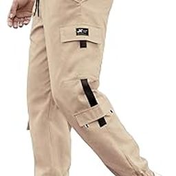 Mens Solid Patrol Blue Polyester Slim Fit Cargo Pant-image-1