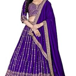 Dark Purple Vichitra Silk Lehenga Choli for Women – Elegant Embroidered Ethnic Wear with Dupatta for Weddings & Festive Occasions-image-29