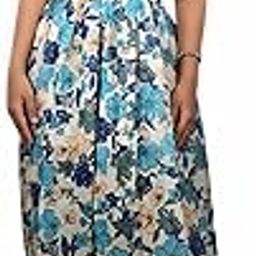 V-Neck Floral Maxi Dress, Open Back Design, Blue and White Floral Print, A-Line Silhouette-image-5
