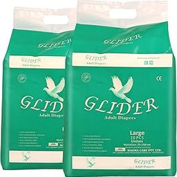 Glider Premium Adult Diaper Large, Waist Size 101-139cm (40"-55"),High Absorbency, (Pack of 2)(20 Count)-image-36