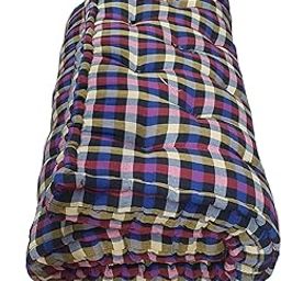 FITWAY Cotton Floor Mattress, 6x5 feet, Medium Firm, Foldable, Multicoloured Plaid, Single (72 x 60 Inches)-image-22