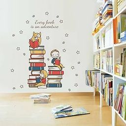 Rawpockets ' Study Room : Every Book is an Adventure Quote ' Self Adhesive Wall Sticker (Pack of 2)-image-3