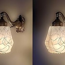 Arus Metal and Glass Black Line Zig-Zag Design Elephant Shape Downlight Wall Lamp for Home and Office (White ; Pack of 2)-16