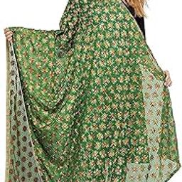 Women Chiffon Kanchan Phulkari Dupatta for Girls Embroidered Chunnis-image-0