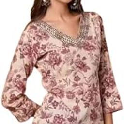 Shree RADHEY Creation Women's Rayon Floral Printed Embroidery Short Kurti Tunic Top-image-94