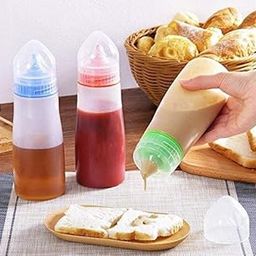 Eagean Plastic Squeeze Sauce Bottle Dispenser Chutney Cheese Sauce Oil Dispenser with Lid (500ml)-11