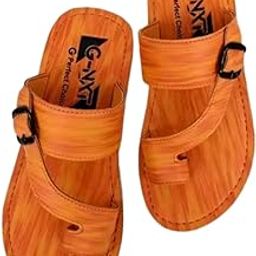 Men's Leather Toe Ring Sandals, Tan Brown, Casual Comfort Slippers-image-99