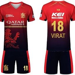 RCB Jersey 2025 New Virat 18 Cricket Jersey T-Shirt with Shorts for Kids,Boys,Men(XX-Large 44,Multicolor)-image-13