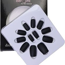 Beromt Set of 12 pcs Matte finish nails False Nails Acrylic Full Fake Nails with 1 nail glue sticker sheet and Nail Art Kit - 427-image-48