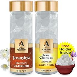 The Aroma Factory Pure Bhimseni Camphor, Jasmine & Kesar Chandan, Zero Residue Kapoor with Fragrance for Pooja, Aarti Kapur | Bottle Pack of 2 x 80gm-image-39