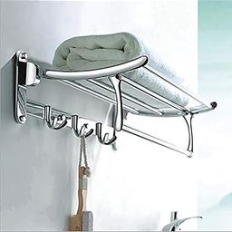 Plantex Stainless Steel Folding Towel Rack for Bathroom/Towel Stand/Hanger/Bathroom Accessories(24 Inch-Chrome)-picture-2