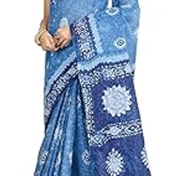 jevi prints Women's Pure Cotton Wax Batik Printed Saree Without Blouse Piece | Traditional Sari for Women | Lightweight Ethnic Cotton Saree for Mother and Ladies-picture-32