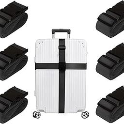 luggage Strap Belts for Suitcases and all kinds of trolleys (Transportation Security) 1.5"x6.5ft pack of 6 (BLACK)-52