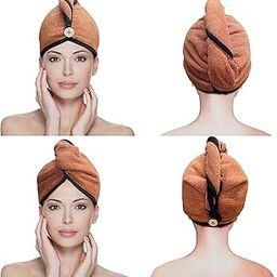 SOFTSPUN Microfiber Hair Cap, Silk Banded Edge, 2 Pcs - 70X25 cm - Brown - 380 GSM! Super Absorbent, Quick Dry Hair Turban for Drying All Kinds of Hair - Straight or Curly, Short or Long.-image-90