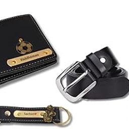 Thebaegift Men's Personalized Wallet, Pen, Key Chain & Belt Gift Set | with Name | Leather | Best Gift for Brother, Husband, Boyfriend, Father (Black)-8