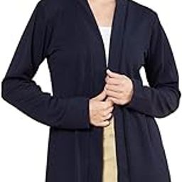 Women Knitted Navy Blue Front Longline Shrug-image-2