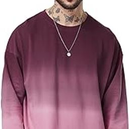 | Tie-Dye: Grape Wine Mens and Boys T-Shirts|Full Sleeve|Oversized fit Solid|80% Cotton 20% Polyester Multicolored Oversized Full Sleeve T-Shirts-image-31