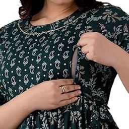 Women's Super Cotton Floral Printed Maternity Kurti with Zipper Maternity Gown for Women Feeding Dress-image-27
