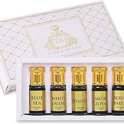 Taj Attar Gold Series | Set of 5 Luxury Attar Gift Pack | Long-Lasting, Unisex, Premium Fragrance Collection | Perfect for Gifting | 3ml Each, Total 15ml-image-16