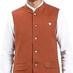 turtle Men Terry Rayon Solid Slim Fit Orange Nehru Jacket||Men's Waistcoat-picture-31