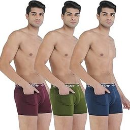 Men's Multi Colour 100% Combed Cotton Pocket Trunk (Pack of 3) Wow PKT-image-65