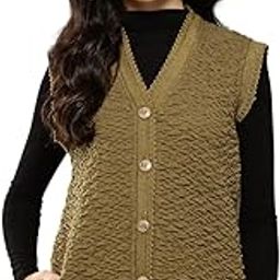aarika Womens Winter Wear Brown Colour Solid Woolen Cardigan-picture-24