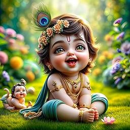 Baby Krishna Wall Sticker | Divine Décor with Flute, Peacock Feather & Gold Jewelry | Premium PVC Vinyl Material | Perfect for Living Room, Bedroom, Prayer Area | Dimensions: 40 x 40 cm-image-10