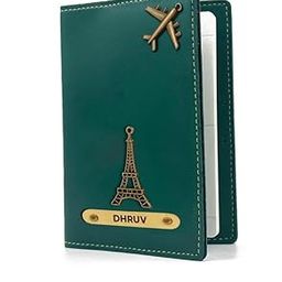 Customised Passport Cover Holder with Personalized Name Charm Leather Passport Cover Holder for Men Women - Customized Passport Holders for Gift | Green-picture-13