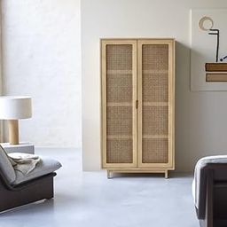 QUENWOOD Solid Wood Pine Finish Cane Wardrobe with Rattan Doors | Cupboard, Bedroom Closet and Dresser Almirah for Living Room, Dining Room & Guest Room | H 160 × W 85 × D 40 cm-image-70